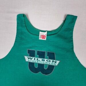 Wilson Athleticwear Graphic Tank Top Mens XL Green Vintage Logo 100% Cotton USA